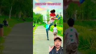 SERUNYA BERMAIN TRAMPOLIN funny fun comedy shortsfeed [upl. by Inami]