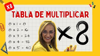 TABLA del MULTIPLICAR del NÚMERO 8 [upl. by Streeter112]