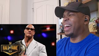 The Rock receives the Peoples Championship from Lonnie Ali 2024 WWE Hall of Fame  Reaction [upl. by Kara-Lynn]