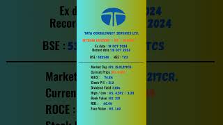 Tata Consultancy Services Ltd share latest news  ExDate 18 OCT 2024  stockmarket stockmarket [upl. by Nnylekoorb129]