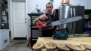 First Test Milwaukee M18 Top Handle Chainsaw against Makita 36v Top Handle Chainsaw [upl. by Chang6]