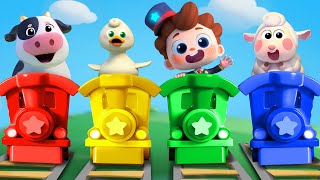 Train Choo Choo Song  Farm Animals  Animals Sounds Song  Nursery Rhymes amp Kids Songs  BabyBus [upl. by Repsag]