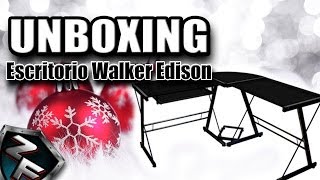 Unboxing Escritorio de Esquina Walker Edison Vidrio Negro [upl. by Honorine]