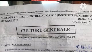 Correction du sujet de culture générale concours direct d’entrée au Cafop session 2020 [upl. by Anerrol]