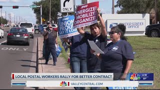 Local postal workers rally for better contract [upl. by Ahsirtak]