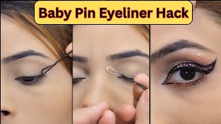 How To Get The Perfect Winged Eyeliner for Hooded Eyes  Boby pin Eyeliner Hack [upl. by Enelcaj]