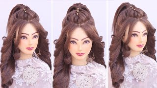 Stylish best ponytail l wedding hairstyles kashees l curly bridal hairstyles l engagement look [upl. by Nnawtna584]