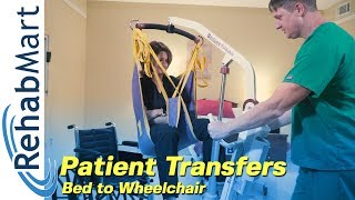 How to use a Hoyer Patient Lift to transfer a patient from the Bed to their Wheelchair [upl. by Drona]