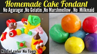 Homemade Fondant recipe No Gelatin No AgarAgar Easy cake Fondant RecipeHow to make fondant at home [upl. by Atihana773]