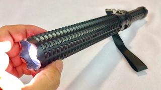 CREE LED Telescoping Extendable Tactical Baton Bat SelfDefense Strikelight Torch Flashlight review [upl. by Yeltihw]