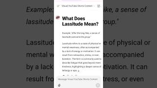 What Does Lassitude Mean [upl. by Mulford]