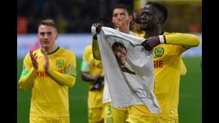 Emotional ninthminute tribute to Emiliano Sala at Nantes [upl. by Ahsielat]