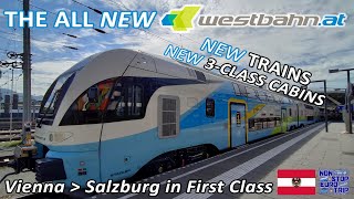 FIRST CLASS FROM VIENNA TO SALZBURG ONBOARD WESTBAHNS BRAND NEW TRAINS [upl. by Annahsal]