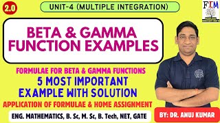 BETA GAMMA FUNCTION IMPORTANT QUESTIONS  BETA AND GAMMA FUNCTION EXAMPLES  ENGINEERING MATHEMATICS [upl. by Atiana]