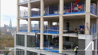 Installation of Unitized Curtain Wall UCW at the Canada Water A1 Tower [upl. by Bunce124]