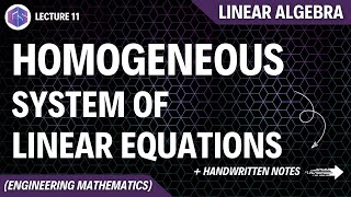 Lec11 Homogeneous System  Linear Algebra [upl. by Elleinnad]