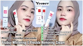 Review 1 Bulan Pemakaian YOUBUY Whitening amp Freckle Removing Cream  Bagus Banget [upl. by Bish]