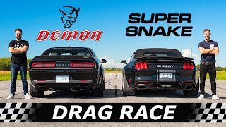 Dodge Demon vs Shelby Super Snake Widebody  DRAG amp ROLL RACE [upl. by Feldstein59]