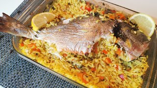 DAURADE au four 🐟 riz safrané légumes allégé en graisses délicieux Recettes amp diététique [upl. by Digdirb]