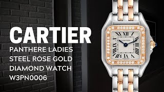 Cartier Panthere Ladies Steel Rose Gold Diamond Watch W3PN0006  SwissWatchExpo [upl. by Nolek]