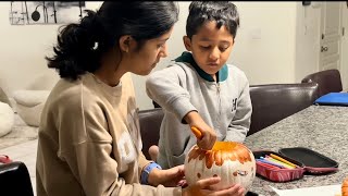 বাচ্চাদের school এ halloween কুমড়ো প্রোজেক্টমেহা বানালো লণ্ঠন আর রামা বানালো বাঁদর🐒 [upl. by Ahsikan448]