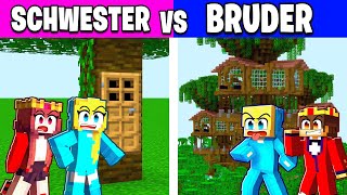 SCHWESTER vs BRUDER Baumhaus BAU CHALLENGE in Minecraft [upl. by Tenney]