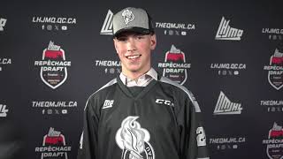 2024 QMJHL Draft  SimonXavier Cyr after being drafted by the Gatineau Olympiques [upl. by Alecia]