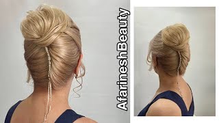 Technical French twist updo hairstyle French Roll hair style [upl. by Eillas720]