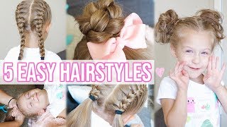 5 EASY HAIRSTYLES FOR LITTLE GIRLS  Back to School Hairstyles for Girls [upl. by Dib]