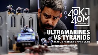 Rahul and Rebeccas first game of 40k Tyranids vs Ultramarines Warhammer beginners battle report [upl. by Arrak]