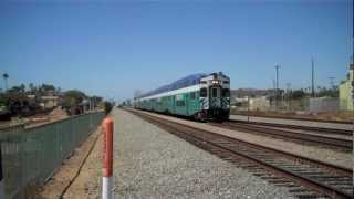 Amtrak Surfliner and Sprinter Train Race to Oceanside Station  82612 [upl. by Davis]