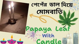 পেপেঁর ডাল দিয়ে মোমবাতিPapaya leaf with Candle 🕯 makingHow to make Candle [upl. by Ivan]