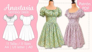 Tutorial de Costura de Vestido milkmaid estilo cottagecore  Patrón PDF Descargable  ANASTASIA [upl. by Neville]