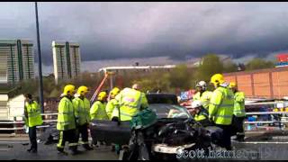 Car crash on M60 Stockport portwood roundabout uk Serious car accident aftermath 720p HD [upl. by Rafaello]