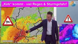 Sturmgefahr  viel Regen  TiefStreifschuss Sonntag dann Hoch Wettervorhersage 0917102024 [upl. by Yuzik643]