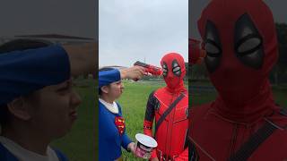 Supergirl Feeding Deadpool  Marvel Real Life [upl. by Adeirf366]