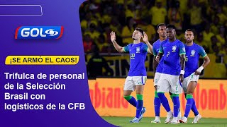 Trifulca de personal de la Selección Brasil con logísticos de la FCF [upl. by Ellennad]