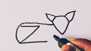 Fox drawing 🦊 from letters Z V  Fox drawing video for beginners  Fox drawing step step [upl. by Atikram]