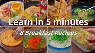 Learn 8 Quick and BudgetFriendly Breakfast Recipes in 5 Minutes [upl. by Nauqyt30]