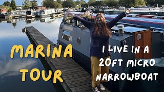 Marina Tour  What its like living in a marina in a tiny micro Narrowboat [upl. by Benildis]