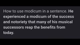 modicum meaning sentence and pronunciation [upl. by Odrarebe]