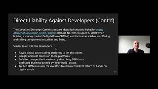 DeFi Lecture 14 Regulatory Issues with DeFi [upl. by Aikemaj]