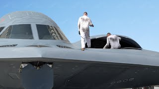 US Airmen Jump Inside Unique B2 Spirit Engine [upl. by Garling]