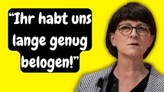 Eilmeldung Bürger schockieren Saskia Esken [upl. by Eidissac]