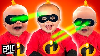 Incredibles 2 Jack Jack Pretend Play  Dash Violet amp Aquaman Movie Surprise  Incredibles 2 Costumes [upl. by Cochran]