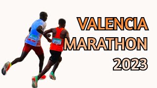 VALENCIA MARATHON 2023  Bekele Cheptegei Lemma  Race footage [upl. by Anelehs]