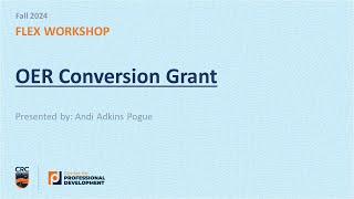 OER Conversion Grant [upl. by Tewell]