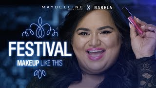 Glittery And Glowy Festival Makeup Tutorial ft Nabela Noor  Maybelline New York [upl. by Annaeerb192]