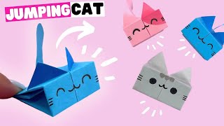 Origami Jumping Cat  How to make a paper cat amp paper toys [upl. by Netsryk]