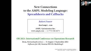 New Connections to the AMPL Modeling Language Spreadsheets and Callbacks [upl. by Eilsek]